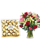 Love Cocktail-Roses and Lilies & Ferrero Rocher (5949098524836)