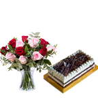 Love Actually-Red and Pink Roses & Fudge Cakes (5818584072356)