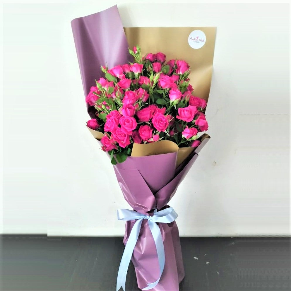 10 Dark Pink Spray Roses Bouquet
