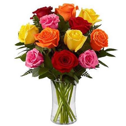 Dozen Mix Roses in a Glass - VD - Arabian Petals (1822571135034)