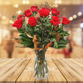 Valentine 12 Long Stem Red Roses in a vase