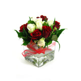 Red & White Rose Vase - Godiva Heart Chocolate Gift Box - Arabian Petals (4535129866285)